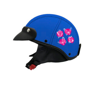 Capacete K2M KIKO Revestido Azul Borboletas Pala Fosca