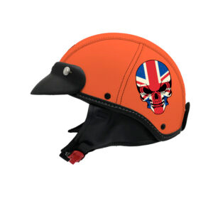 Capacete K2M KIKO Revestido Laranja Caveira UK Pala Fosca